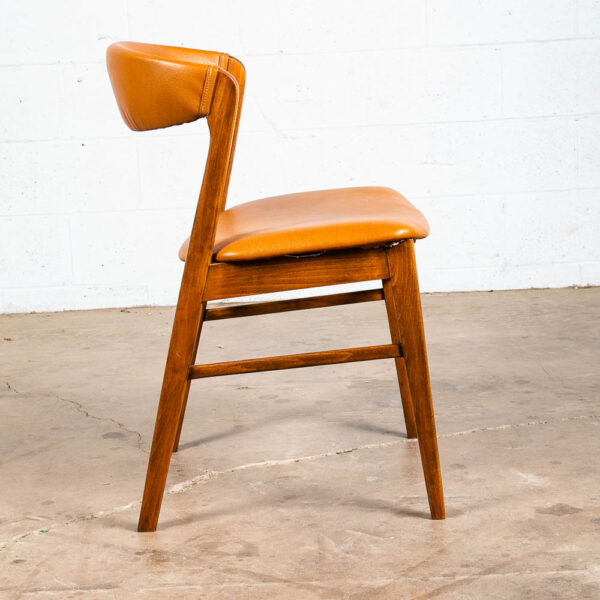 Mid Century Danish Modern Dining Chair Kai Kristiansen Cognac Round Back Tan Mcm - Image 3