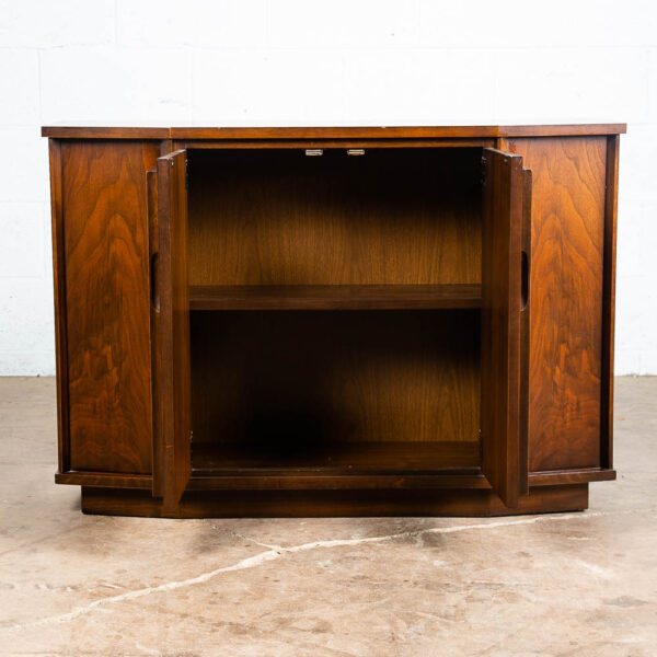 Mid Century Modern Compact Credenza Cabinet Entry Walnut Mcm Doors Broyhill Mcm - Image 5