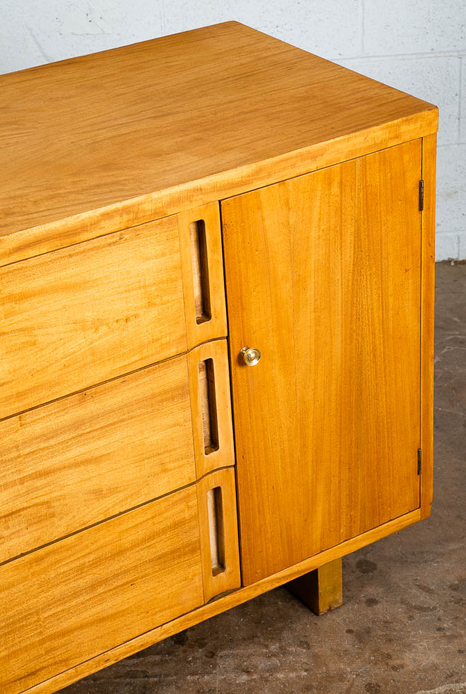 Mid Century Danish Modern Credenza Sideboard Cabinet 3 Drawers Blonde Maple Mcm - Image 7