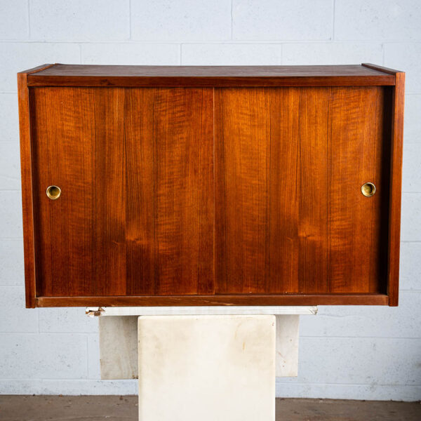 Mid Century Modern Wall Unit Cabinet Teak PS System Mobler Sliding Doors Shelf 2