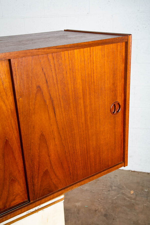 Mid Century Modern Wall Unit Cabinet Teak Round Handles Mobler Sliding Doors Mcm - Image 8