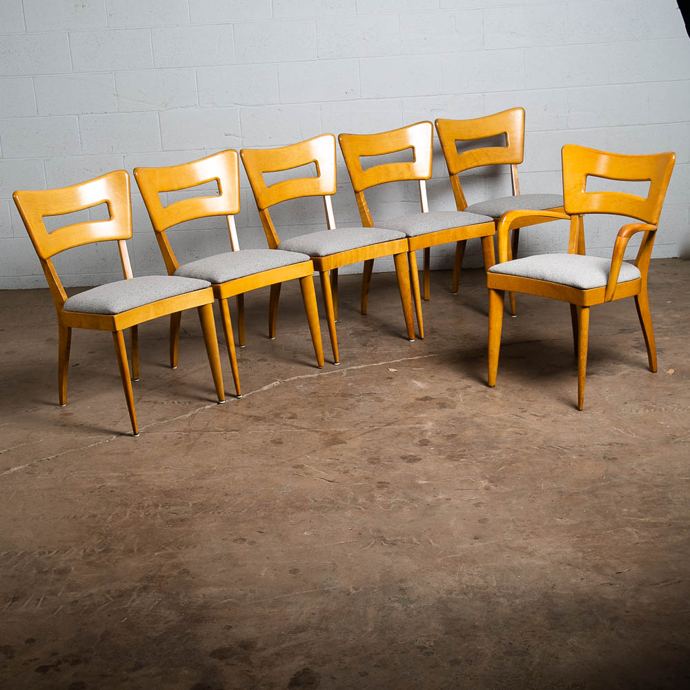 Mid Century Modern Dining Chairs Set 6 Heywood Wakefield Dog bone Armchair