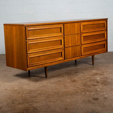 Mid Century Modern Credenza Dresser Walnut Broyhill Drexel 9 drawer Williams Mcm