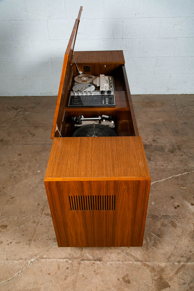 Mid Century Danish Modern Stereo Console Grundig Teak Record Player Radio Hifi - Image 5