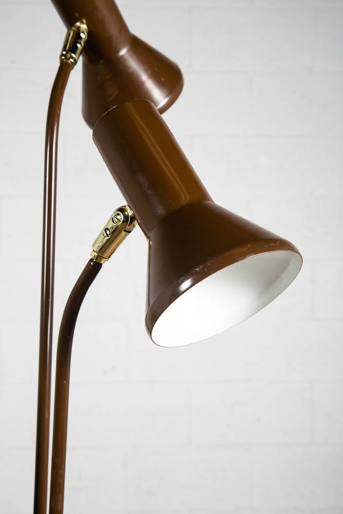 Mid Century Modern Floor Lamp Brown Bullet 3 Light Adjustable Brass Vintage Mcm - Image 6
