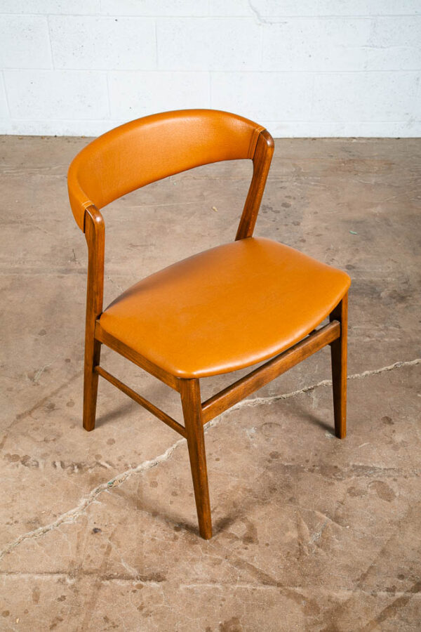 Mid Century Danish Modern Dining Chair Kai Kristiansen Cognac Round Back Tan Mcm - Image 2
