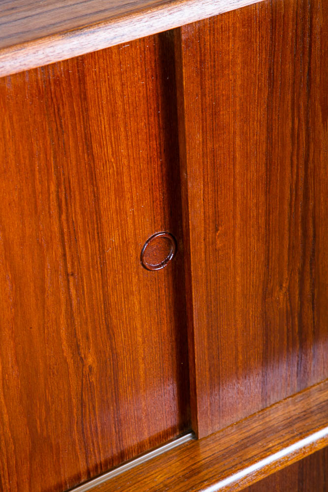 Mid Century Danish Modern Credenza Highboard Teak Sliding Doors Bar Mobler Mcm - Image 11