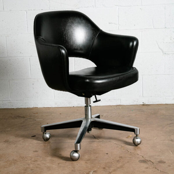 Mid Century Modern Office Chair Swivel Knoll Associates Black Eero Saarinen Mcm