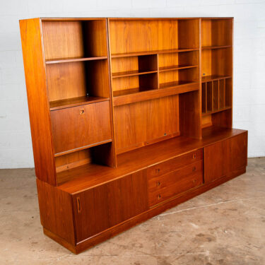 Mid Century Danish Modern Credenza Sideboard Cabinet Teak Brouer Hutch Large