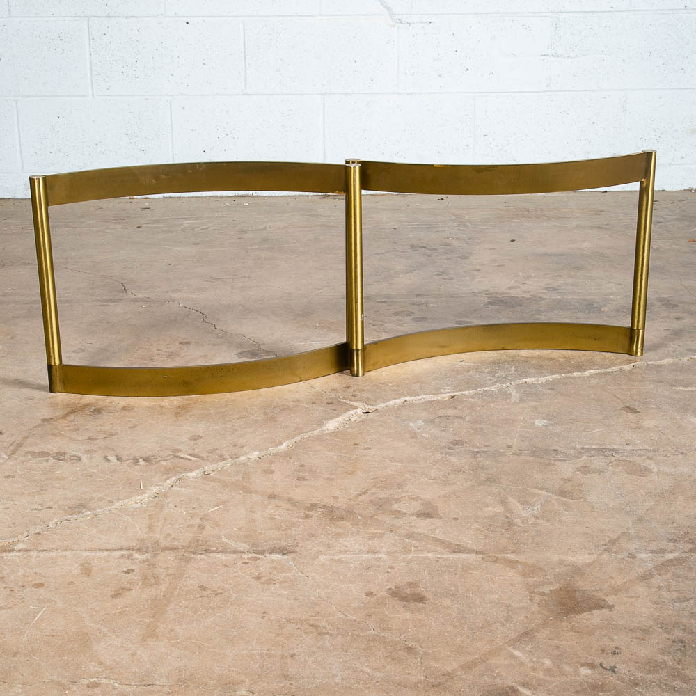 Mid Century Modern Coffee Table Brass Round Glass Vintage Circular Gold Folding - Image 9