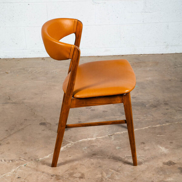 Mid Century Danish Modern Dining Chair Kai Kristiansen Cognac Round Back Tan Mcm - Image 5