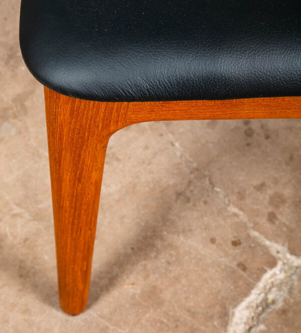 Mid Century Danish Modern Dining Chairs Black Leather Set 2 Pair Teak Elgaard NM - Image 11