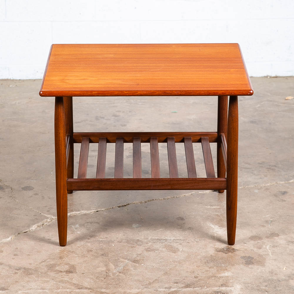 Mid Century Danish Modern Sculptural Teak Accent Side Table End Spindle Shelf - Image 3