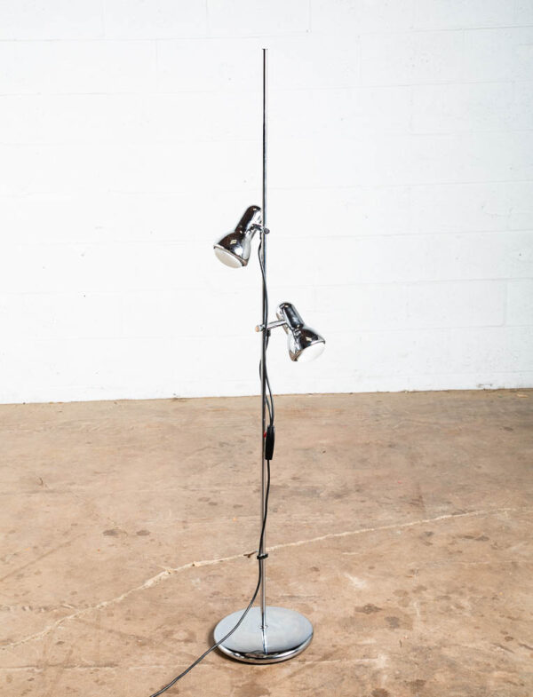 Mid Century Modern Floor Lamp Koch Lowy OMI Lighting 2 light Chrome Silver Mcm M - Image 11