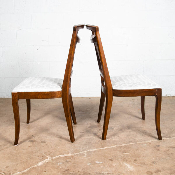 Mid Century Modern Dining Chairs Set White Captain Cane High Back Vintage Wood - Image 7