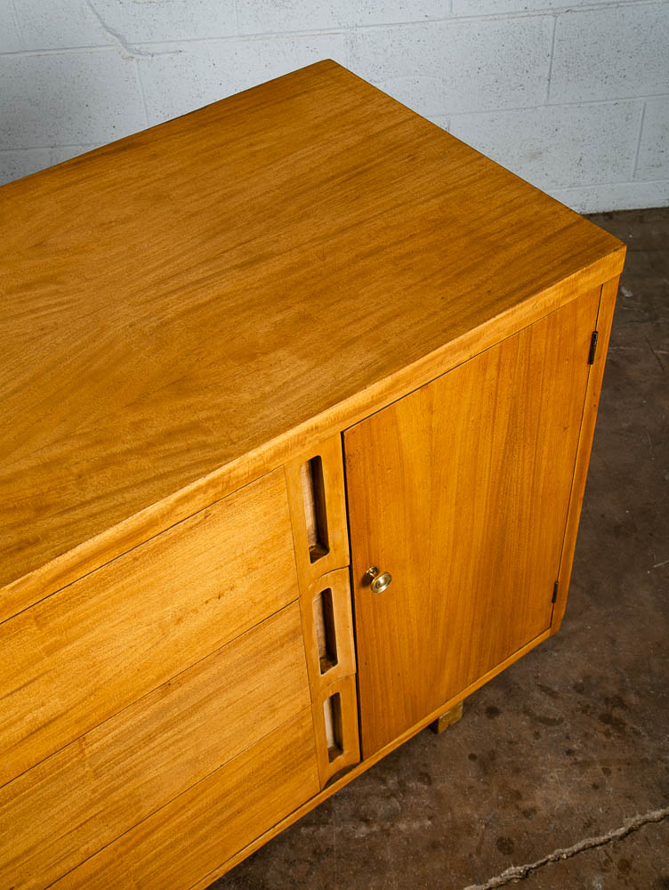 Mid Century Danish Modern Credenza Sideboard Cabinet 3 Drawers Blonde Maple Mcm - Image 8