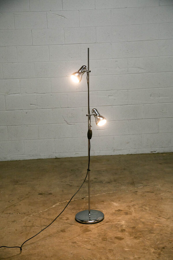 Mid Century Modern Floor Lamp Koch Lowy OMI Lighting 2 light Chrome Silver Mcm M - Image 2