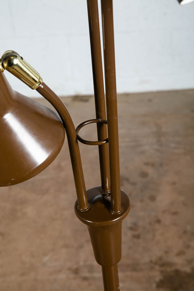 Mid Century Modern Floor Lamp Brown Bullet 3 Light Adjustable Brass Vintage Mcm - Image 7