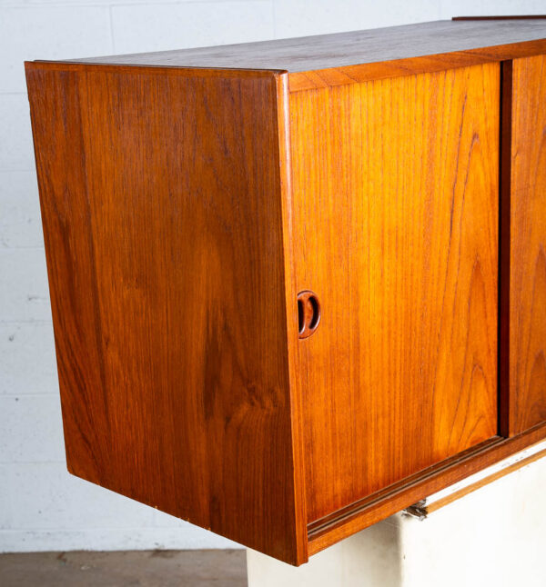 Mid Century Modern Wall Unit Cabinet Teak Round Handles Mobler Sliding Doors Mcm - Image 6