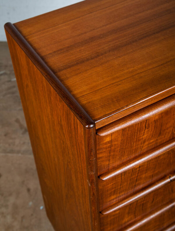 Mid Century Danish Modern Highboy Dresser 6 Drawer Solid Teak Denmark Refinished - Image 9