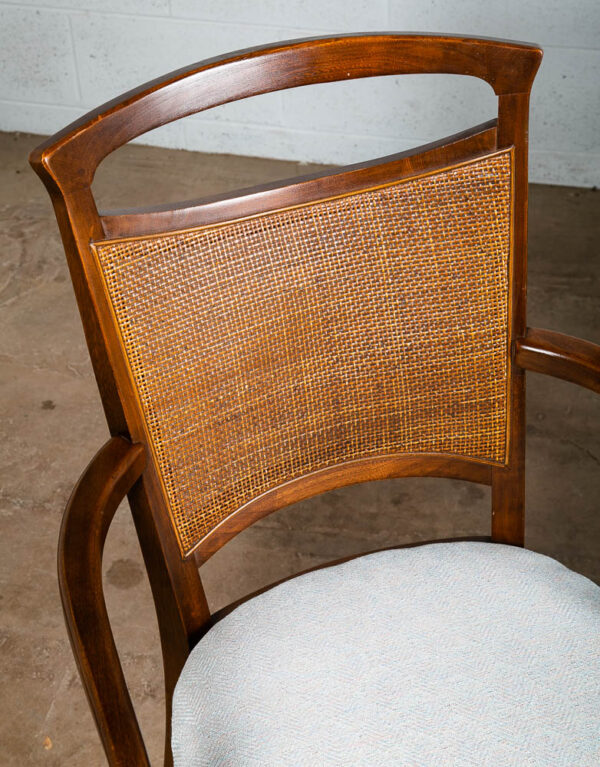 Mid Century Modern Dining Chairs Set White Captain Cane High Back Vintage Wood - Image 11