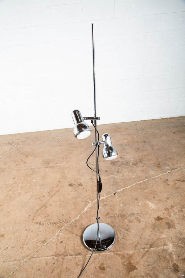 Mid Century Modern Floor Lamp Koch Lowy OMI Lighting 2 light Chrome Silver Mcm M - Image 8