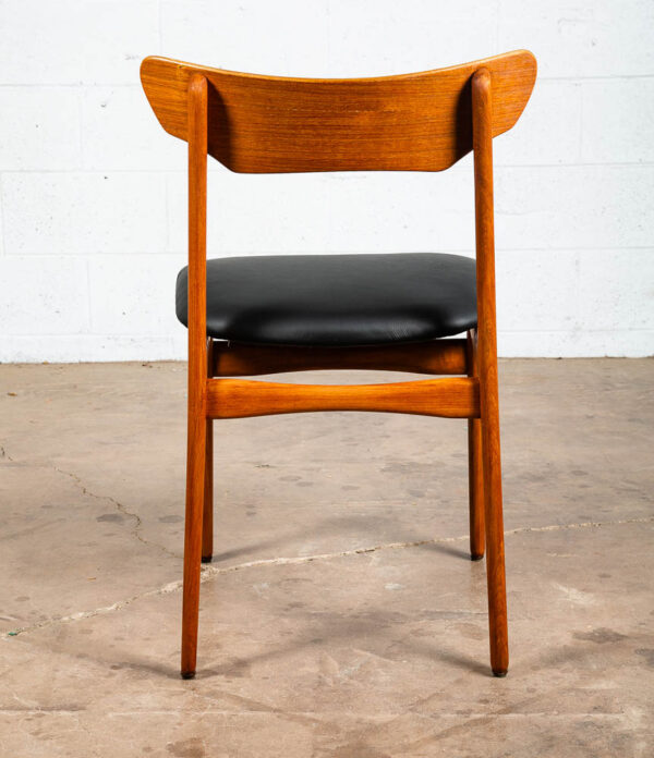 Mid Century Danish Modern Dining Chairs Black Leather Set 2 Pair Teak Elgaard NM - Image 6