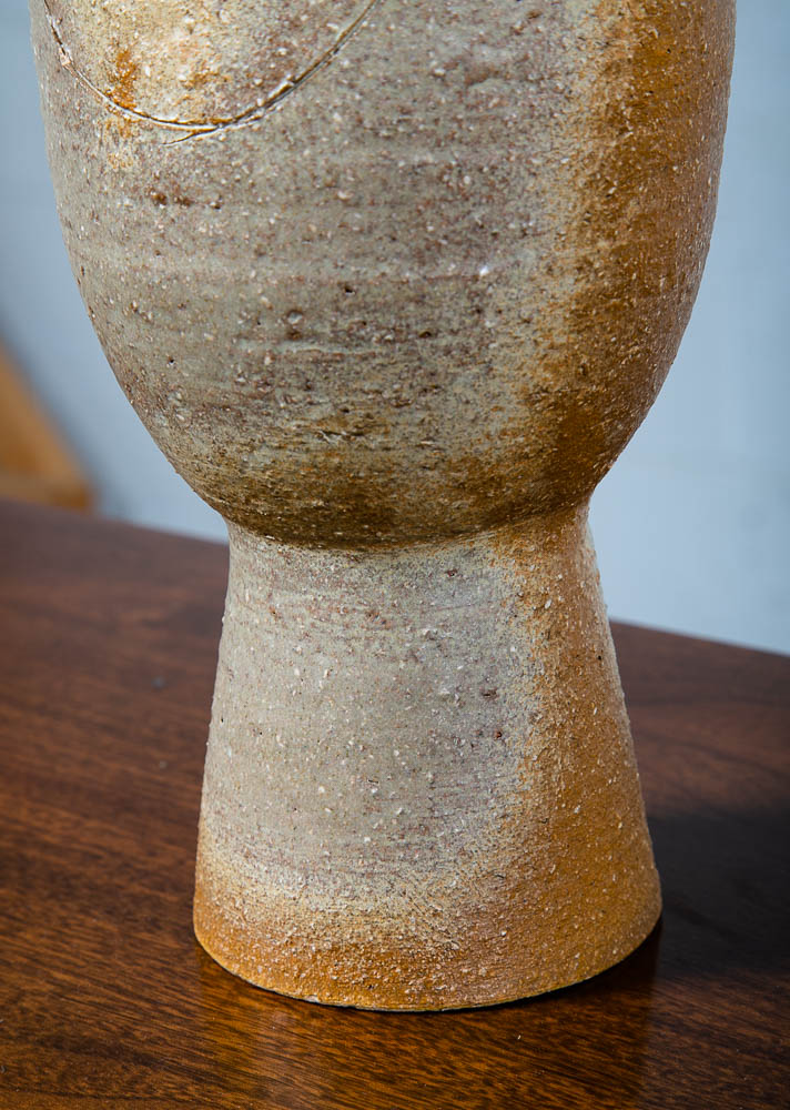 Mid Century Modern Art Pottery Vase Studio Ceramic Brown Round Japanese Ikebana - Image 6