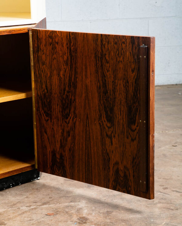 Mid Century Danish Modern Corner Cabinet Unit Brazilian Rosewood White Shelves - Image 5