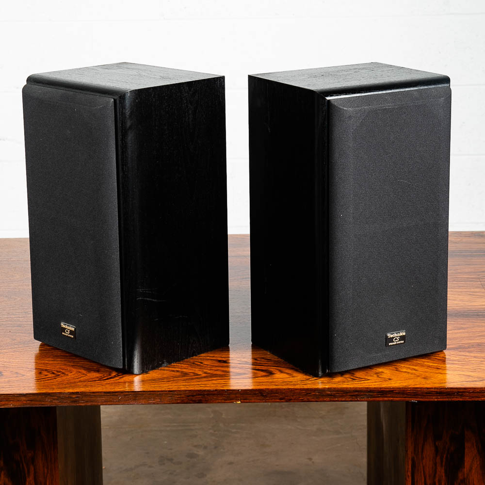 Mid Century Modern Vintage Speakers Technics SB-CS65 92-98 Pair Black Set AS IS - Image 2