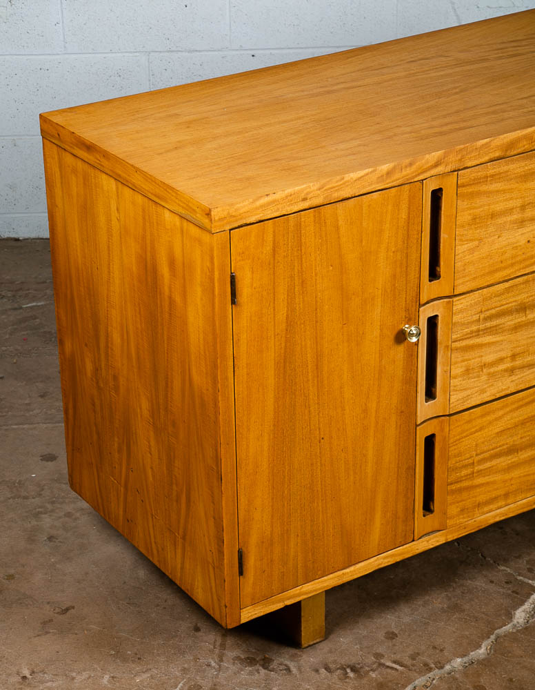 Mid Century Danish Modern Credenza Sideboard Cabinet 3 Drawers Blonde Maple Mcm - Image 11