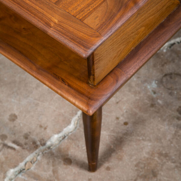 Mid Century Modern End Table Step Up Vintage 2 Tier Solid Walnut Vintage Mcm - Image 7