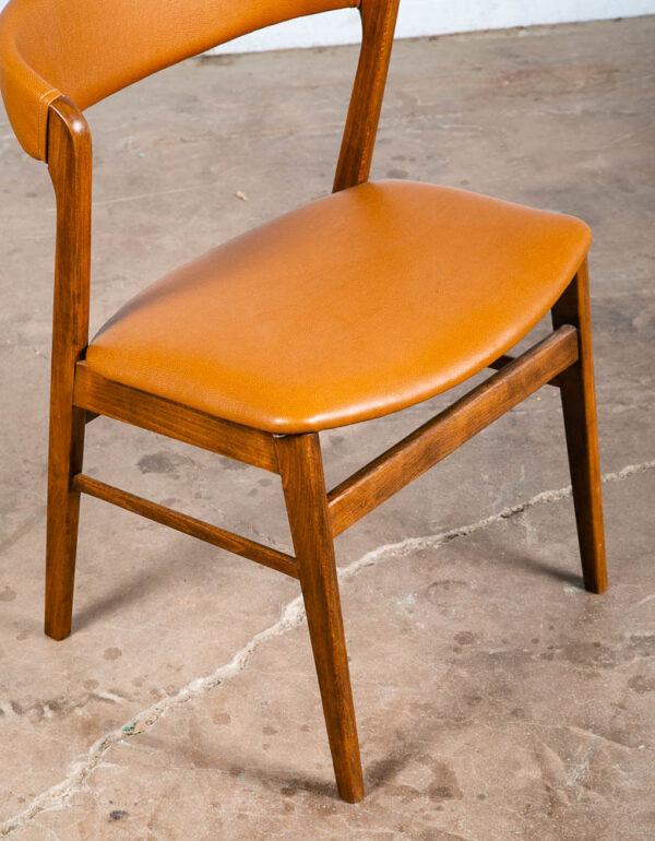 Mid Century Danish Modern Dining Chair Kai Kristiansen Cognac Round Back Tan Mcm - Image 9