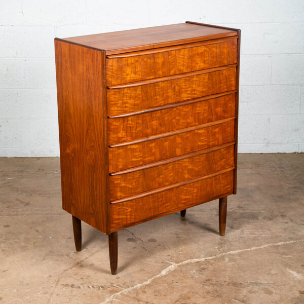 Mid Century Danish Modern Highboy Dresser 6 Drawer Solid Teak Denmark Refinished