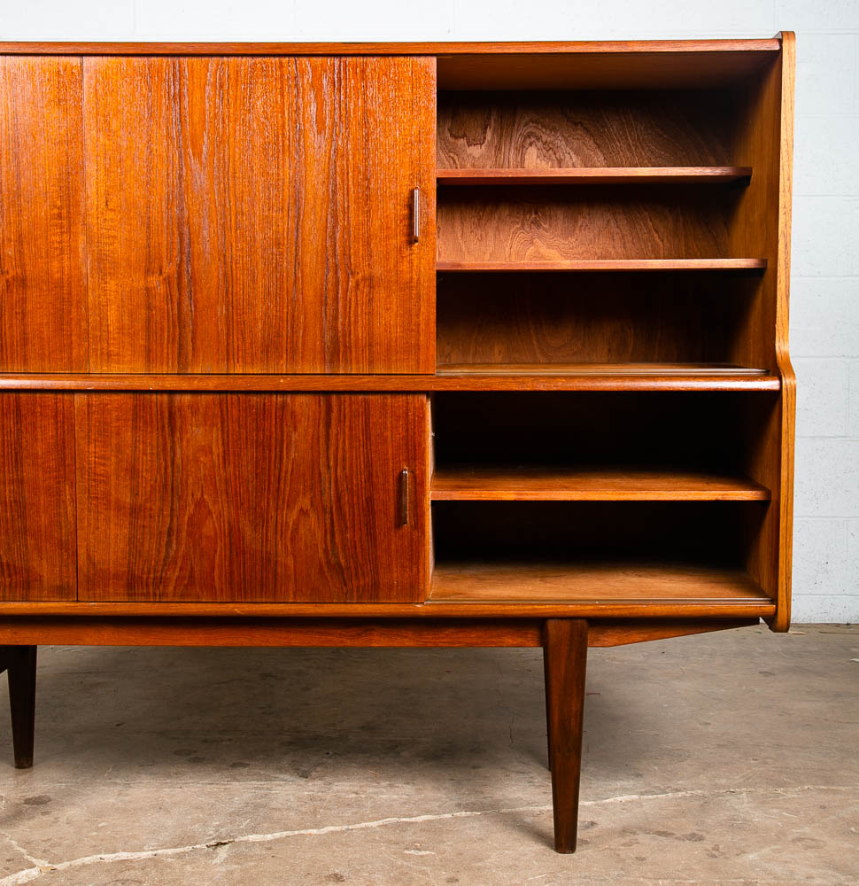 Mid Century Danish Modern Credenza Highboard Teak Sliding Doors Bar Mobler Mcm - Image 12