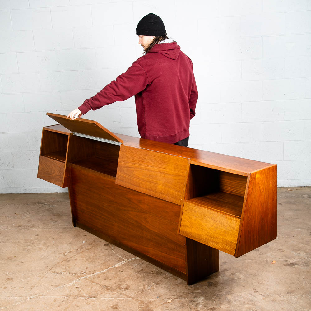 Mid Century Modern Headboard Bed Queen Floating Nightstand Stanley Young Glenn - Image 7