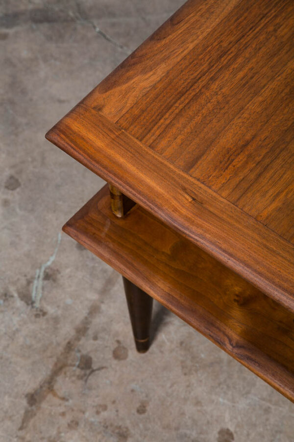 Mid Century Modern End Table Step Up Vintage 2 Tier Solid Walnut Vintage Mcm - Image 6