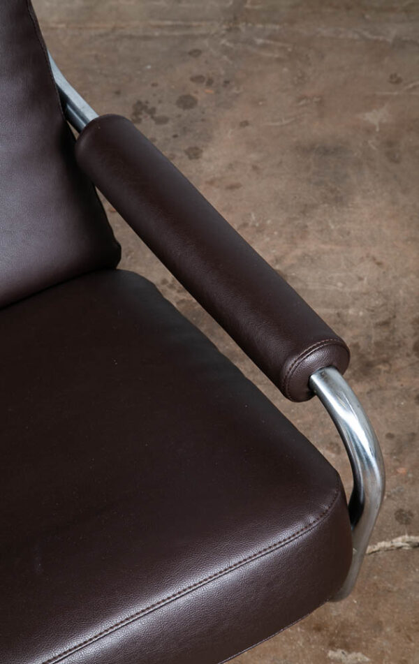 Mid Century Danish Modern Lounge Chair Brown Jan Des Bouvrie Tandem Metal Arms - Image 9