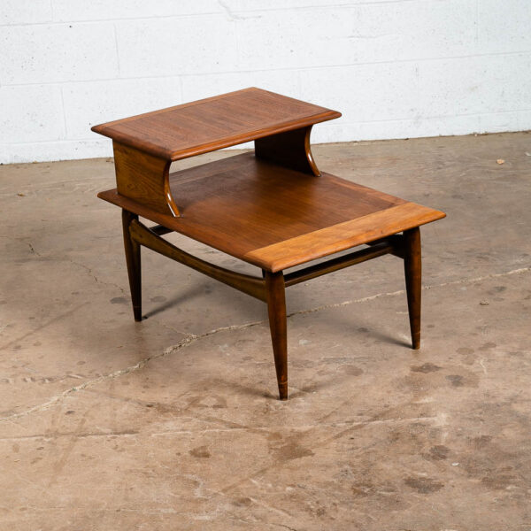 Mid Century Modern End Table Step Up Vintage 2 Tier Solid Walnut Vintage Mcm - Image 2
