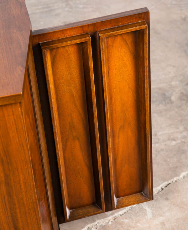 Mid Century Modern Compact Credenza Cabinet Entry Walnut Mcm Doors Broyhill Mcm - Image 9