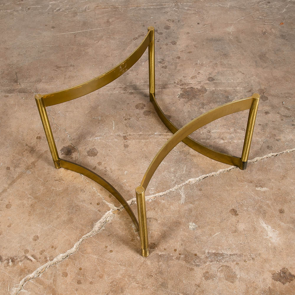 Mid Century Modern Coffee Table Brass Round Glass Vintage Circular Gold Folding - Image 6