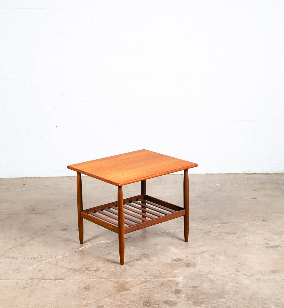 Mid Century Danish Modern Sculptural Teak Accent Side Table End Spindle Shelf - Image 7