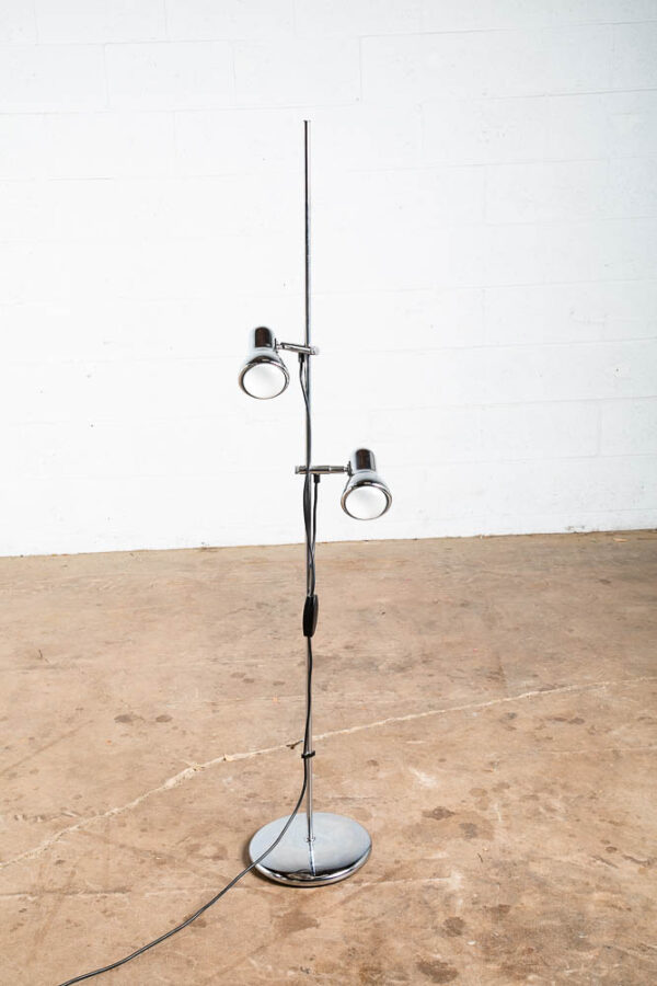 Mid Century Modern Floor Lamp Koch Lowy OMI Lighting 2 light Chrome Silver Mcm M - Image 4