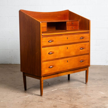 Mid Century Modern Secretary Desk Teak Tambour Doors Drawers Vanity Denmark M