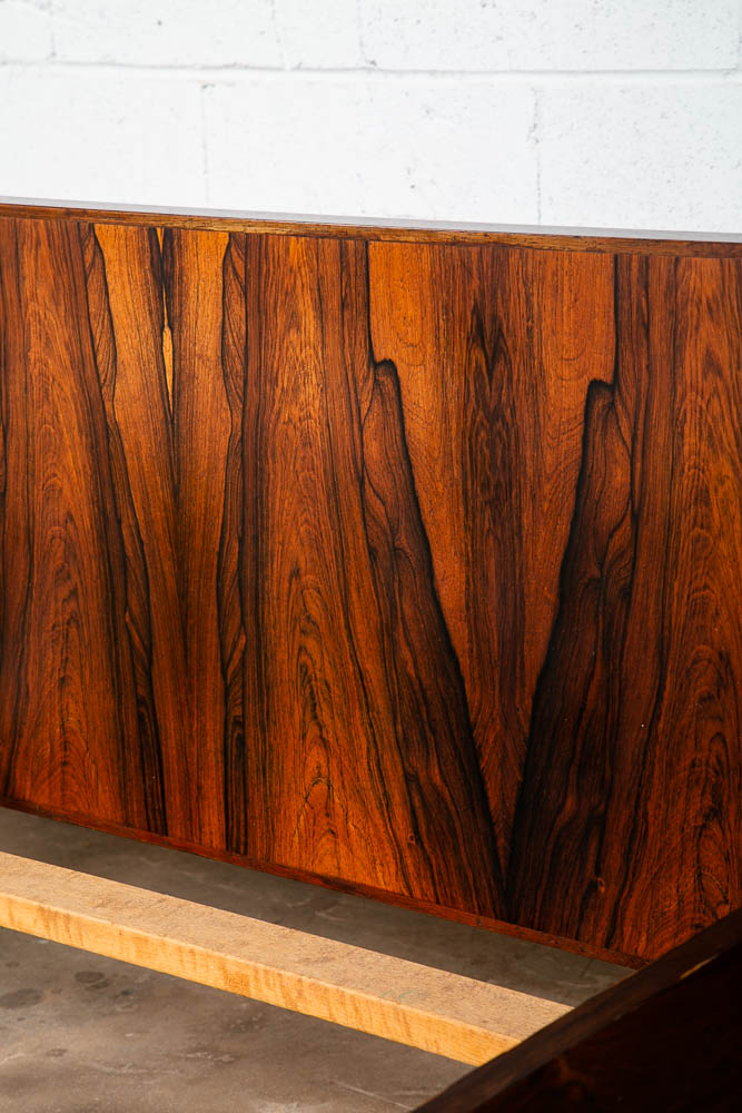 Mid Century Danish Modern Bed Frame Headboard Rosewood Floating Nightstands Wood - Image 11