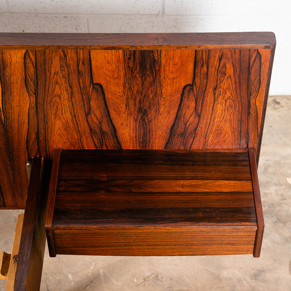 Mid Century Danish Modern Bed Frame Headboard Rosewood Floating Nightstands Wood - Image 10