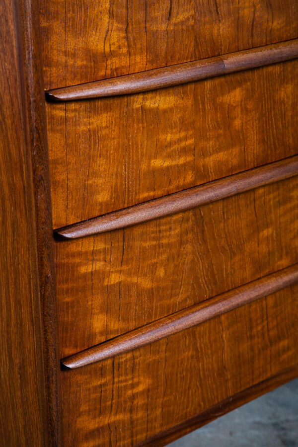 Mid Century Danish Modern Highboy Dresser 6 Drawer Solid Teak Denmark Refinished - Image 8