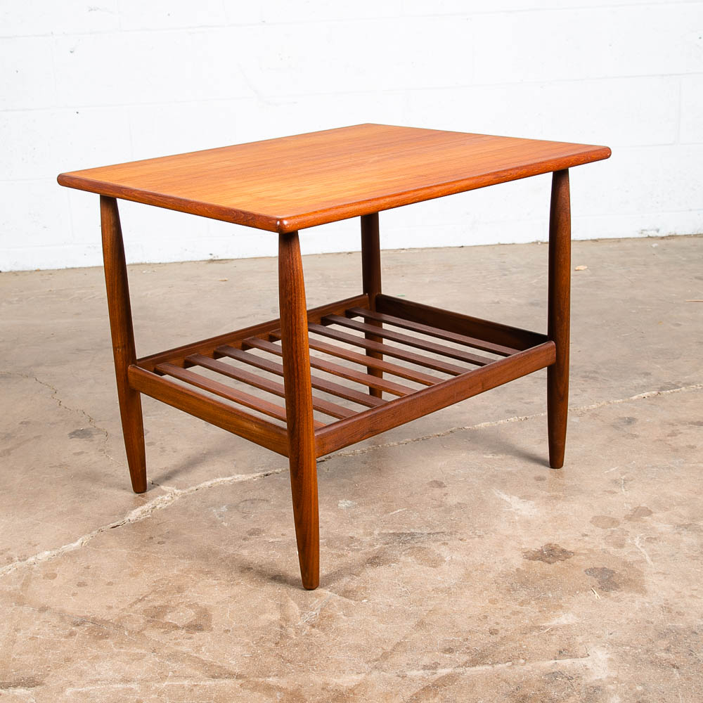 Mid Century Danish Modern Sculptural Teak Accent Side Table End Spindle Shelf - Image 6
