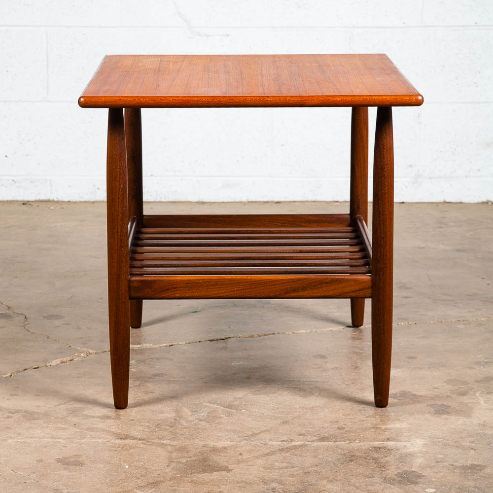 Mid Century Danish Modern Sculptural Teak Accent Side Table End Spindle Shelf - Image 4
