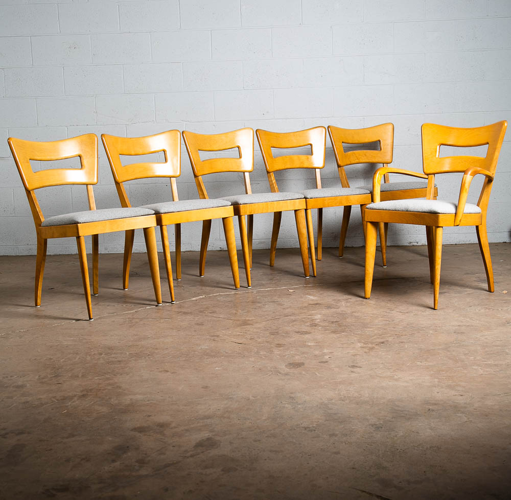 Mid Century Modern Dining Chairs Set 6 Heywood Wakefield Dog bone Armchair - Image 3